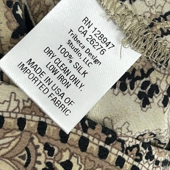 NILI LOTAN size 0 Moscow Pant Black & Beige Paisley pleated cropped SILK boho - Picture 8 of 8